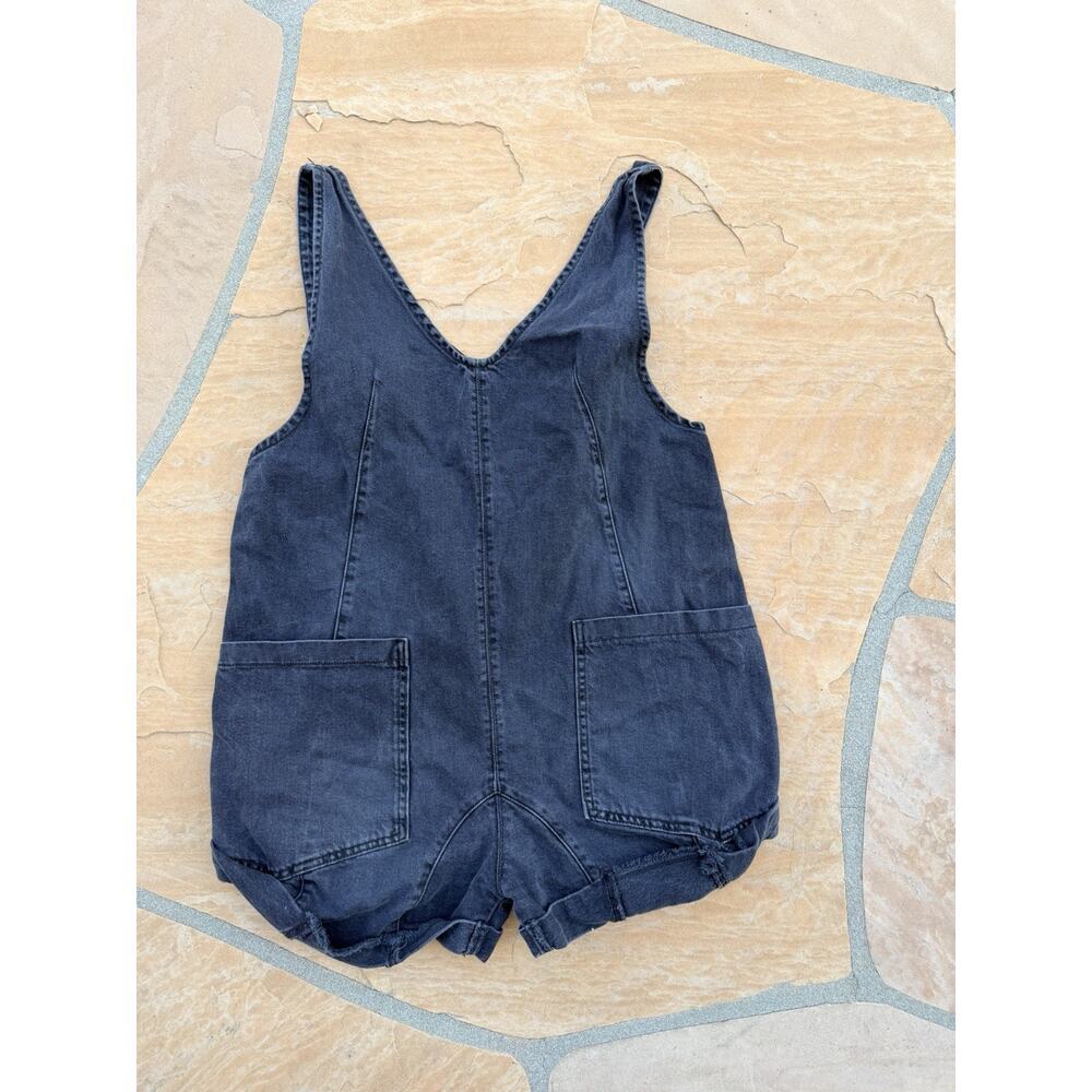 Free People We The Free High Roller Shortall Womens S Black Denim Cotton V Neck - Picture 2 of 7